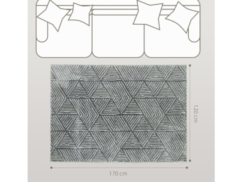 Tapis de salon lavable à motifs géométriques tufté à la machine en polypropylène gris foncé 170 × 120 cm - Conforama C
