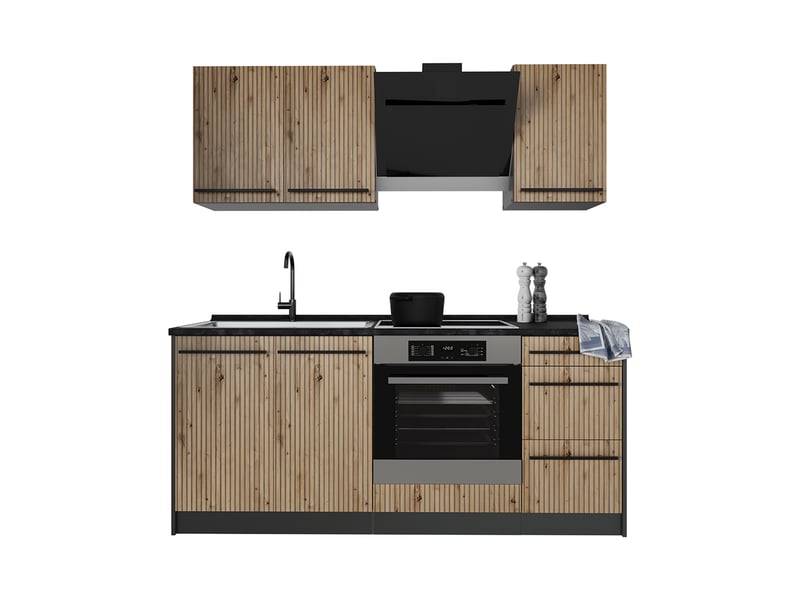  Vicco cuisine, chêne artisananthracite, 180cm sans plan de travail  - Conforama E