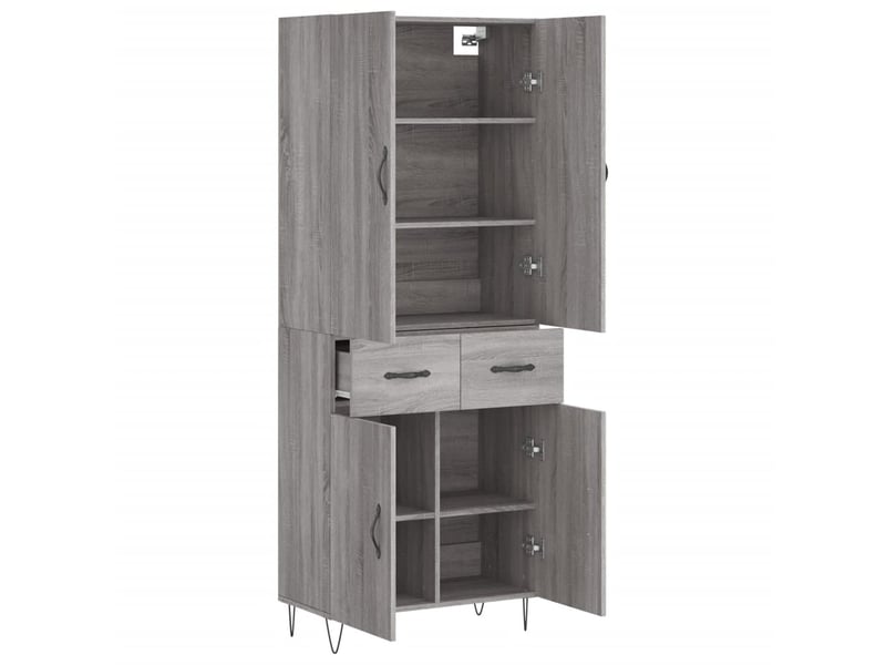  Buffet haut - bahut - meuble de rangement sonoma gris 69,5x34x180 cm bois d'ingénierie  - Conforama D