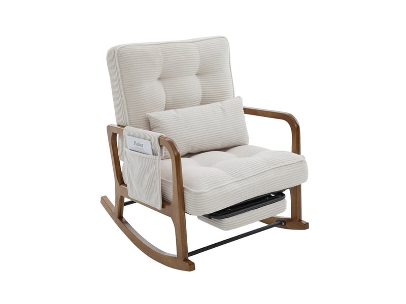  Fauteuil avec bascule, poches latérales et coussin lombaire, dossier réglable, 70 x 80 x 92 cm, beige  - Conforama A