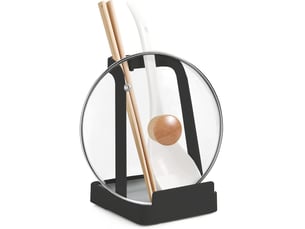 (noir) support polyvalent pour couvercles de casseroles et cuillères de cuisine - acier - pour couvercles de casseroles, cuillères de cuisine, spatule