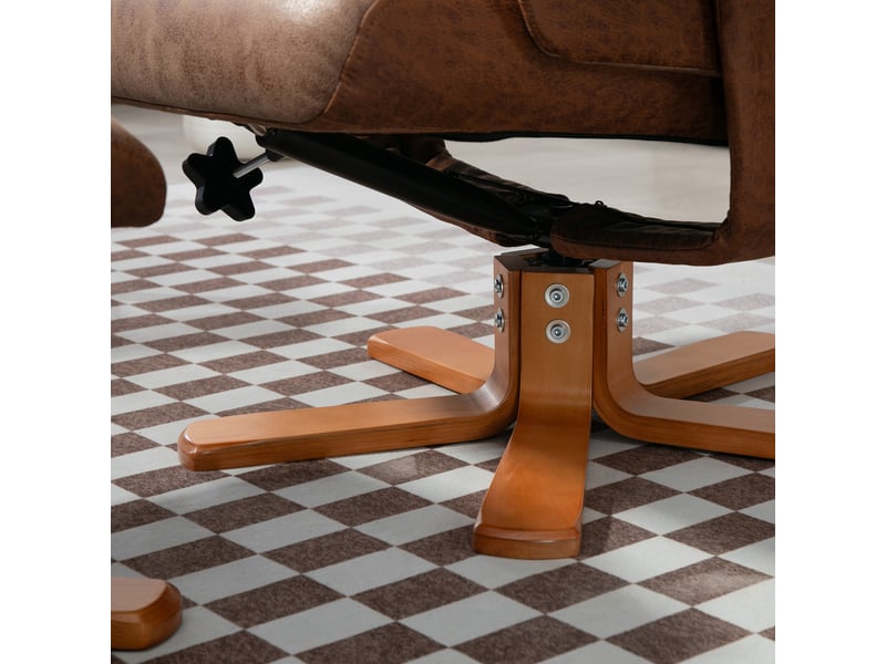  Fauteuil relax inclinable pivotant avec repose-pieds microfibre marron  - Conforama E