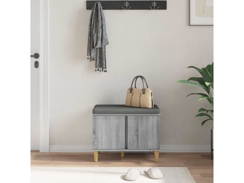  Banc d'entrée, banc interieur avec coussin gris sonoma 60x38x46 cm shl90904  - Conforama D