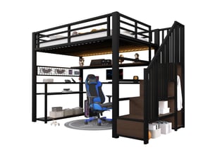 Lit mezzanine 90x200 cm SEYAKANY   coloris noir