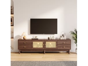 Meuble tv coloris bois foncé 180 cm <strong>VIVRYN</strong> <strong></strong>