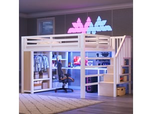 Lit mezzanine 160x200 cm <strong></strong> <strong></strong> coloris blanc
