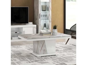 Table basse rectangulaire coloris blanc <strong>ALTOBUY</strong> <strong>NERVY</strong> - 65 cmx120 cm