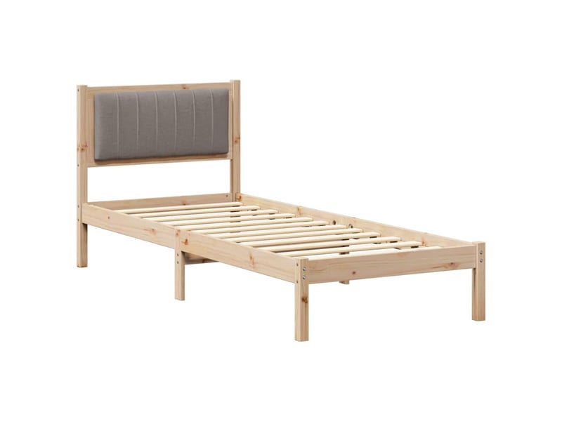 Lit simple- lit adulte - cadre de lit avec tête de lit rembourrée taupe 80 x 200 cm - Conforama A