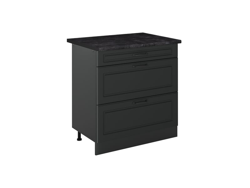  Vicco meuble cuisine, anthracite campagneanthracite, 80cm avec 3 tiroirs plan de travail anthracite  - Conforama A