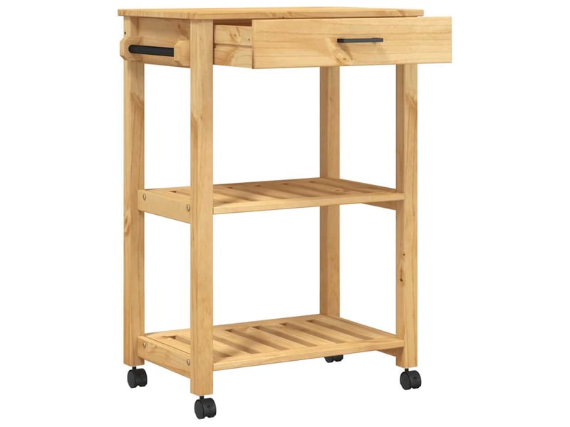  Desserte de cuisine, chariot de rangement monza 60x40x88,5 cm bois massif de pin shl64867  - Conforama D