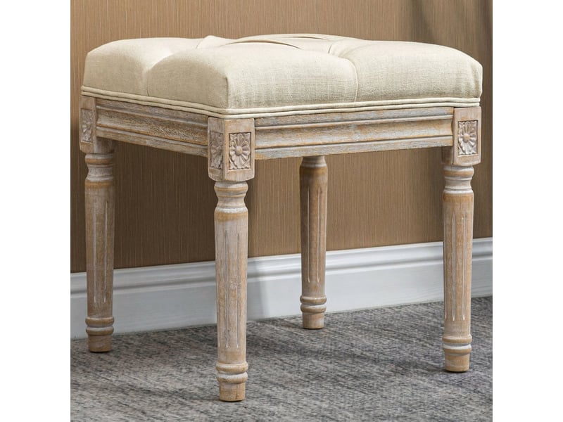  Pouf melou repose-pieds capitonné baroque beige  - Conforama E
