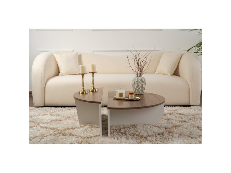  Tables basses gigognes en bois mdf mélaminé noyer et blanc 90 x 60 x 30 cm lot de 2  - Conforama D