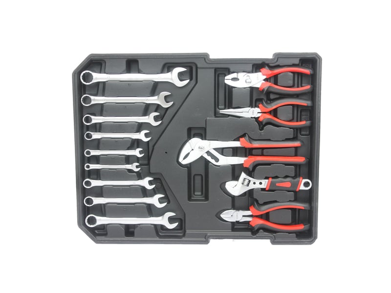  Coffret à outils 899 pièces 36,5 x 20 x 51 cm noir, aluminium et plastique, 4 tiroirs à roulettes  - Conforama D