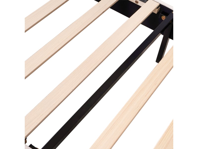  Lit 90 x 200 avec sommier, lit rembourré lit simple,tête de lit réglable en hauteur,lit simple,velours,beige  - Conforama E