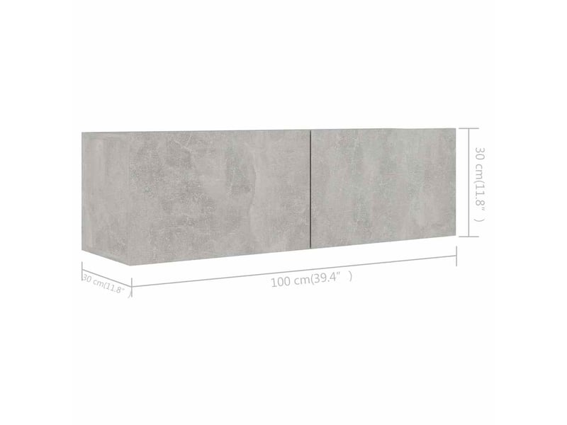  Lot de 3 meuble tv bas salon gris béton bois d'ingénierie shl59732  - Conforama E