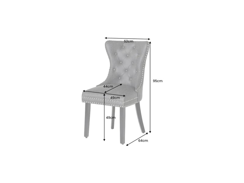  Lot de 2 chaises chesterfield regina gris anthracite en cuir artificiel capitonné – anneau argenté et pieds noirs  - Conforama C