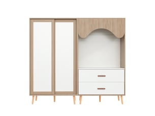 Armoire 2 porte(s) coulissante 2 tiroir(s) <strong>LEYTN</strong> <strong></strong> coloris bicolore largeur 160 cm