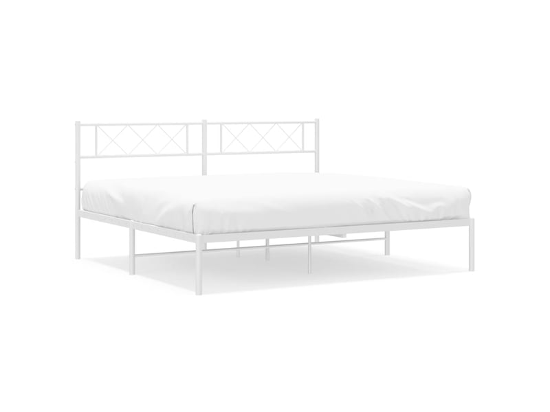 Lit double- lit adulte - cadre de lit métal sans matelas et tête de lit blanc 200x200 cm - Conforama A
