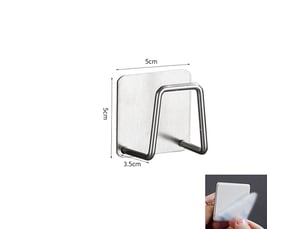 2 pièces porte eponge evier cuisine, 304 inox eponge evier auto adhésif, support pour éponge crochet pour éponge à vaisselle argent éponge, gris