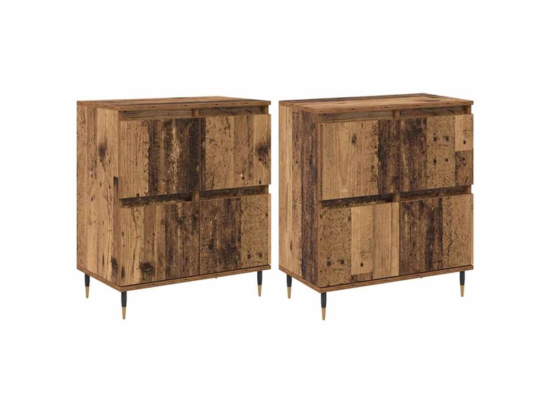  Lot de 3 armoires de rangement modernes espace de stockage 60 x 35 x 70 cm en bois ancien 02_0056046  - Conforama A
