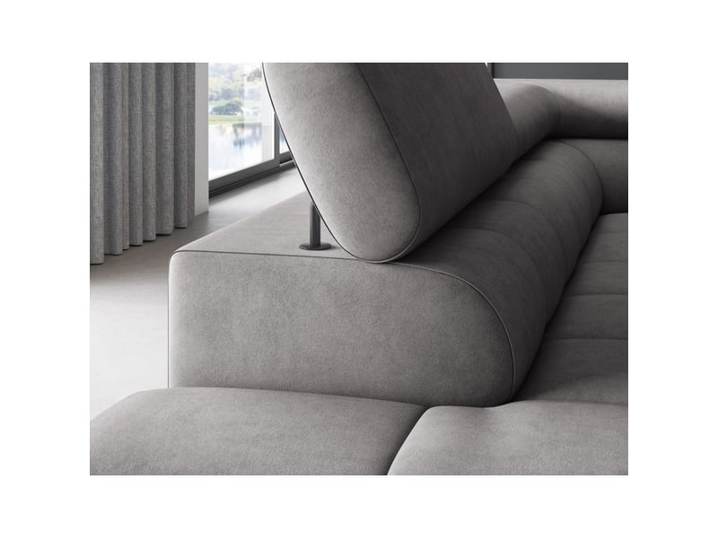 Canapé d'angle gauche ferrum gris avec coffre appuie-têtes réglables 276x93x200cm - Conforama D