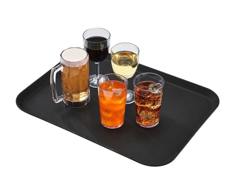  Lot de 2 plateau de service rectangulaire noir antidérapant professionnel pour repas, café et restauration-largeur 36 x longueur 46cm  - Conforama D