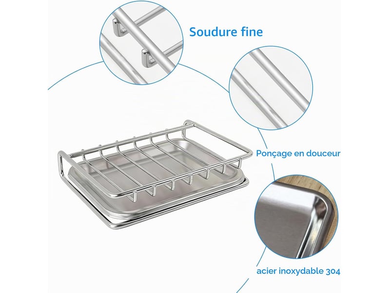  Porte-savon avec trou d'évacuation - porte-savon autonettoyant - convient aux salles de bains, douches, éviers de cuisine et lavabos  - Conforama B