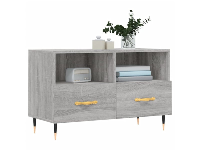  Meuble tv - banc tv - meuble de rangement sonoma gris 80x36x50 cm bois d'ingénierie  - Conforama C