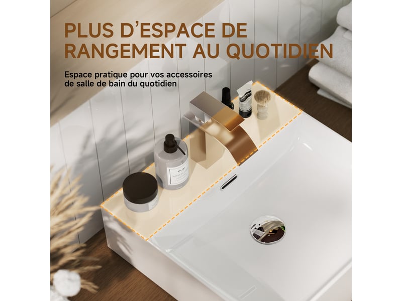 Cecipa max lavabo 42 x 42 cm - céramique - rectangulaire - avec bonde pop-up - avec espace de pose - pour pose sur plan et fixation murale - blanc - Conforama C