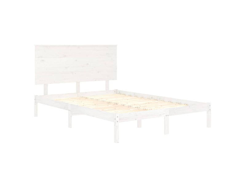  Lit double- lit adulte -  cadre de lit sans matelas blanc 120x200 cm bois de pin massif  - Conforama C