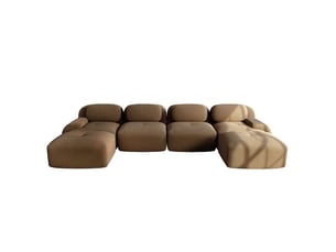 Canapé modulable montage non requis structure sans cadre tissu côtelé respirant rembourrage haute élasticité 32d accoudoirs extra-larges conception ergonomique adaptée aux animaux marron