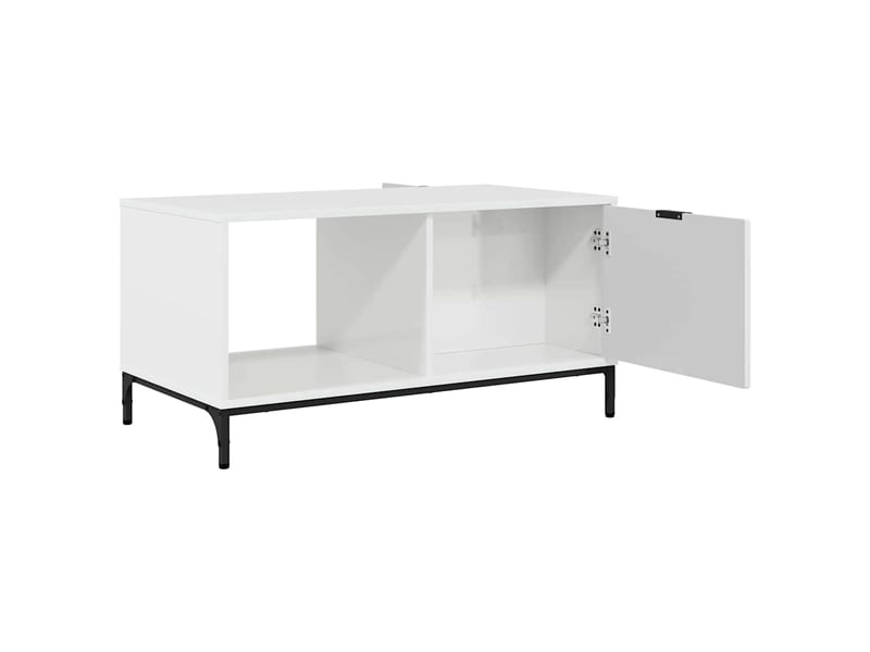  Table basse - table de salon - table à thé blanc brillant 90 x 49 x 46 cm bois d'ingénierie  - Conforama E