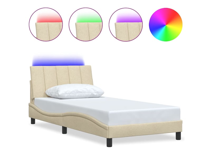  Lit simple- lit adulte -  cadre de lit sans matelas hanko crème 100x200 cm tissu  - Conforama A