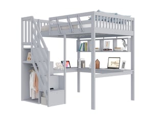 Lit mezzanine 140x200 cm <strong>MODENUIT </strong> <strong></strong> coloris gris