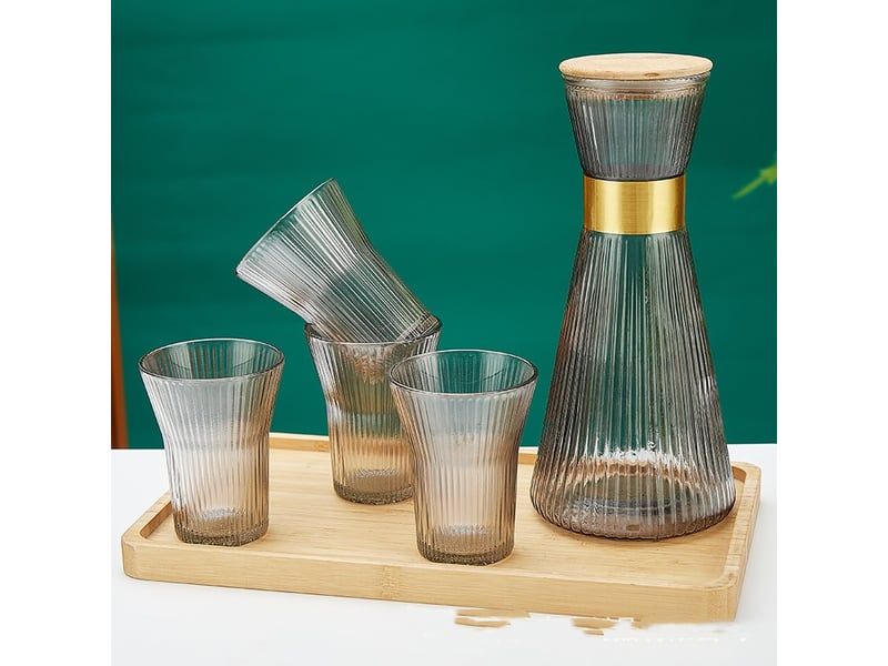  Carafe eau en verre pichet eau élégant pour les occasions spéciales avec 2 tasse  - Conforama E