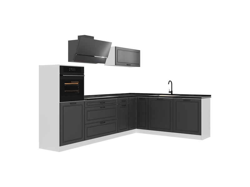 Vicco cuisine en angle, anthracite campagneblanc, 287 x cm plan de travail anthracite - Conforama A