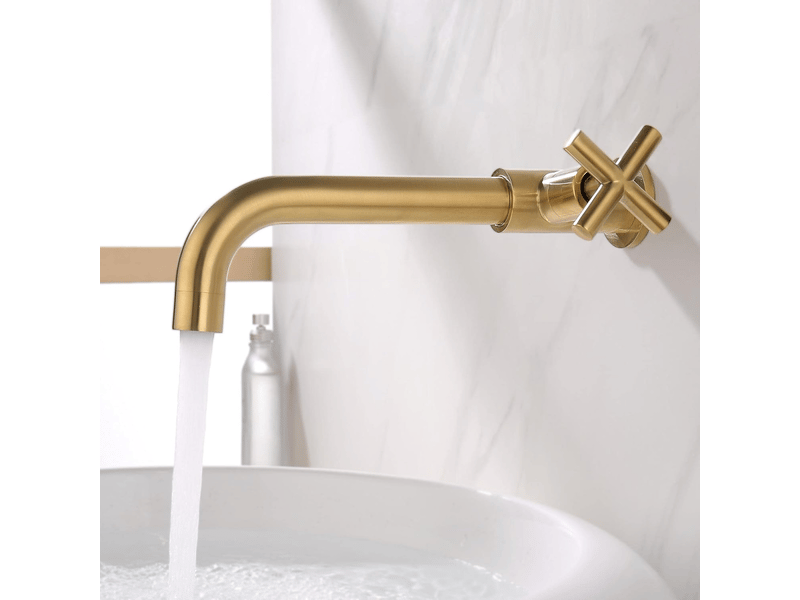  Robinet mural, robinet de jardintoilette, robinet pivotant latéral avec poignées croisées - doré  - Conforama C
