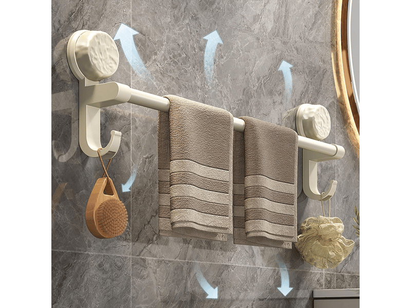  Porte-serviettes à ventouse, porte-serviettes de rangement de salle de bain sans perforation, blanc crème 30 cm XLH-LJY-002159JY - Conforama D