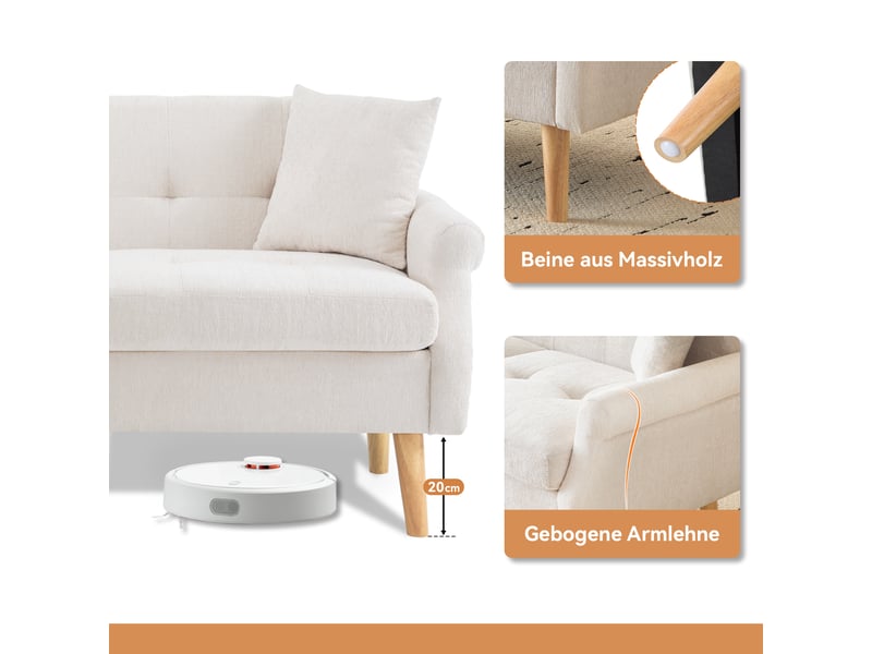  Canapé 2 places tissu chenille moderne canapé double compact avec coussins épais pour petit salon et appartement  - Conforama C