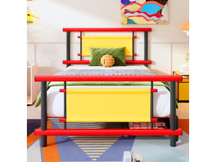 Lit simple 90x200 cm <strong>MODFU</strong>  <strong></strong> coloris multicolore