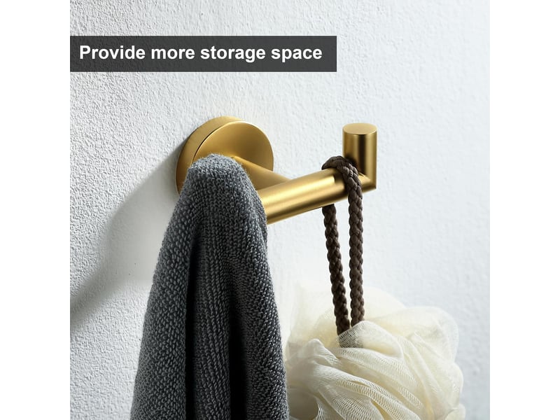  Lot de 2 crochets porte-serviettes dorés – acier inoxydable 304, résistants à la corrosion, fixation murale facile  - Conforama C