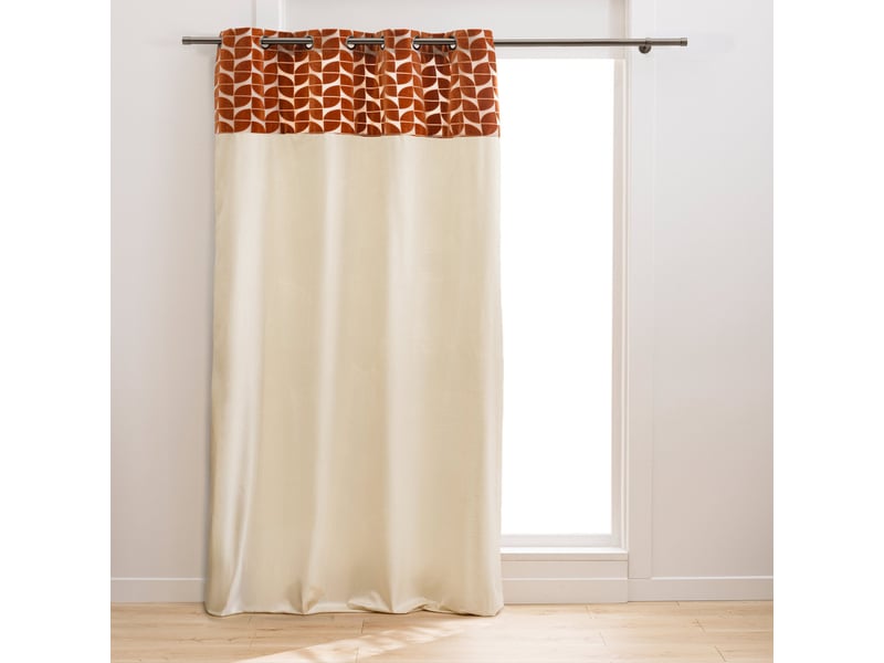  Rideau tamisant à œillets en velours avec bandeau géométrique 140x240 cm  - Conforama A