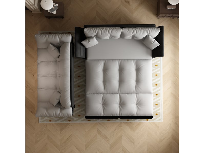  Canapé-lit convertible 3-en-1 190x85x91 cm en bois et métal, couleur gris et noir, design moderne, design moderne  - Conforama E