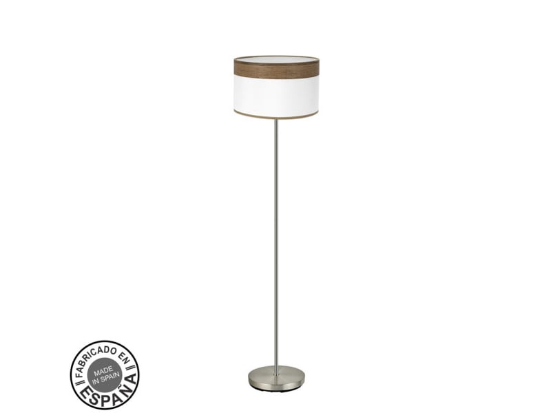  Fabrilamp cloe lampadaire textile blanc et bois foncé, 1 x e27, h 162 cm, ø 40 cm 175441084 - Conforama A