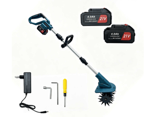Motoculteur sans fil 21v 800w brushless – motobineuse électrique avec 4 fraises en acier, largeur de travail 22 cm, profondeur 17 cm, 2 batteries li-ion et chargeur – bineuse portable pour potager, jardin et aération de la terre