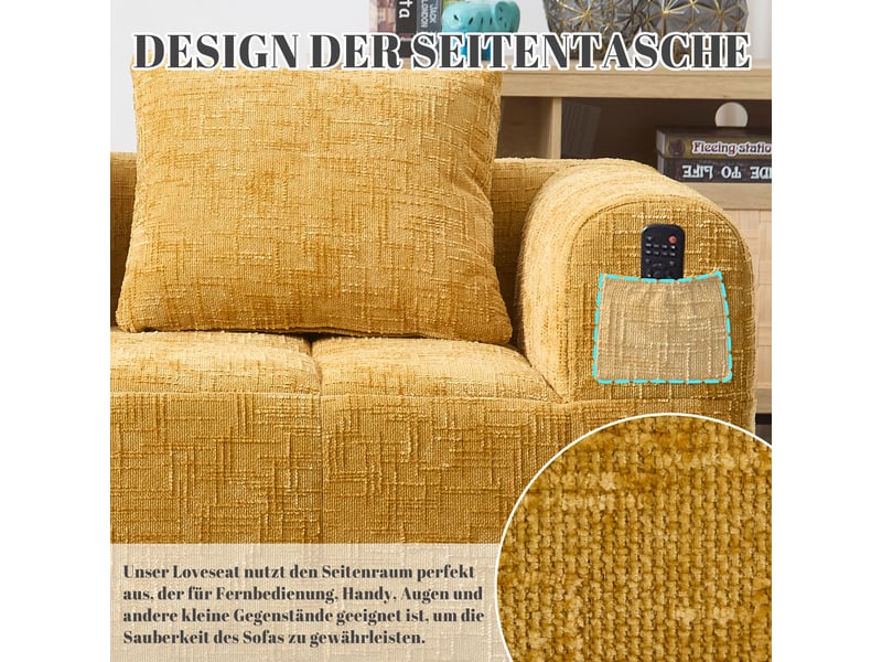 Canapé de salon, canapé moderne : sans montage, jaune, poches latérales - Conforama D