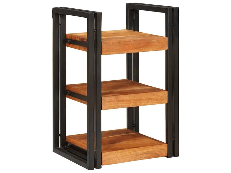  Vidaxl lot 2 tables de chevet marron noir bois acacia massif meuble rangement 38x33x58 cm chambre  - Conforama A