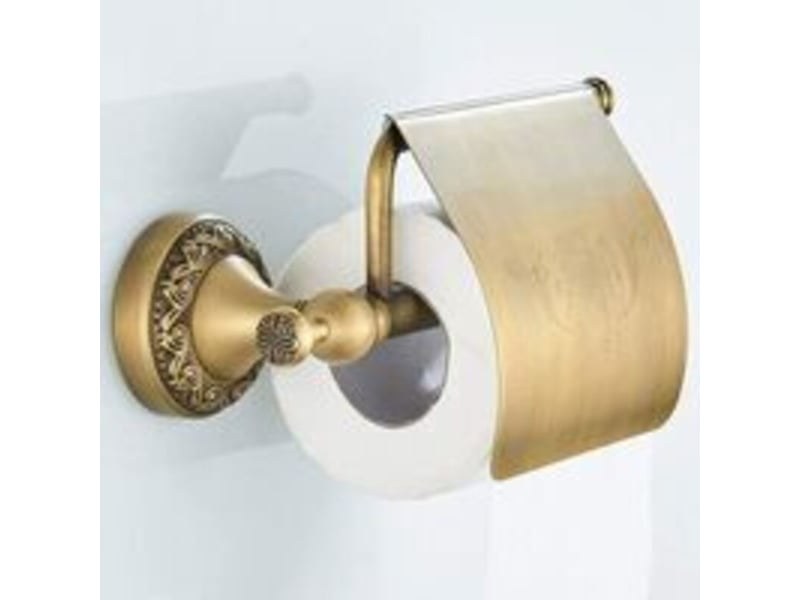  Support de papier toilette avec couvercle en laiton retro porte-rouleau murale  - Conforama C