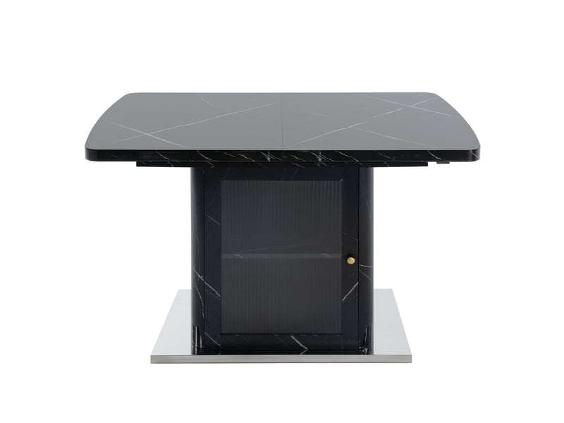  Table à manger rectangulaire extensible 120-160x80x76 cm noir effet marbre  - Conforama A