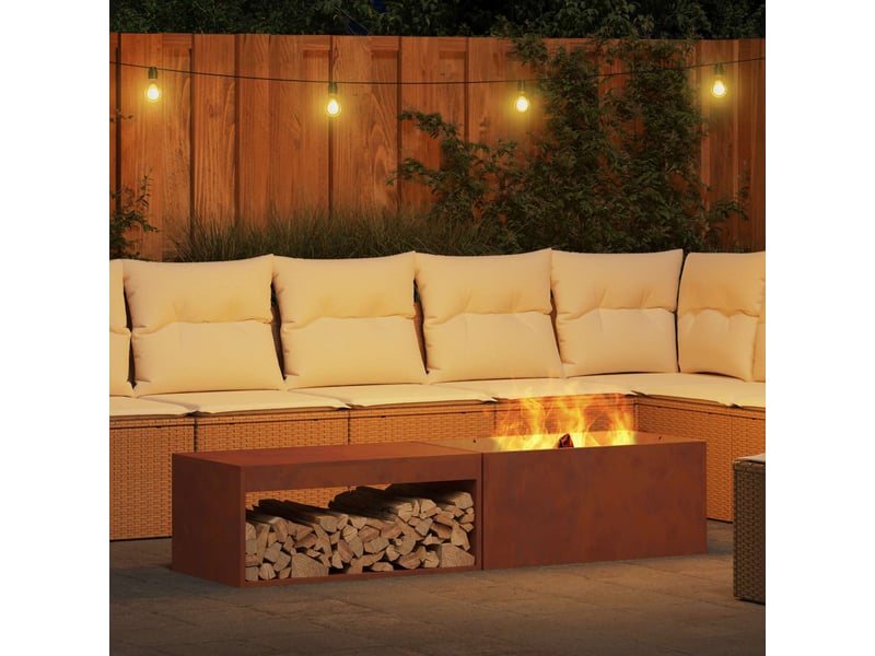  Brasero exterieur, foyer rouillé 160x45x35 cm acier patiné  - Conforama D